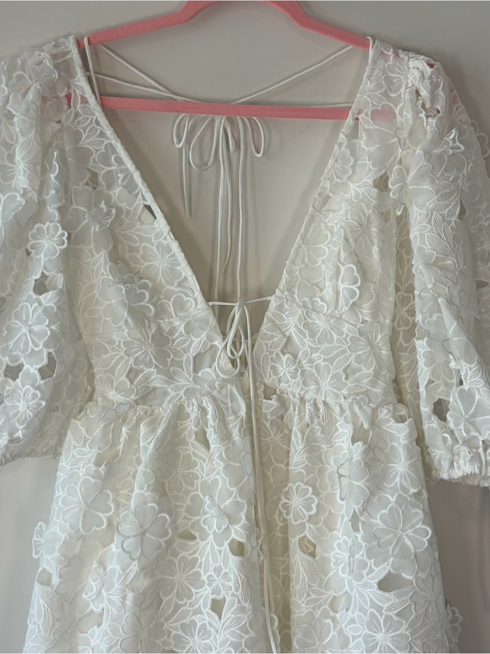 NWT For Love & Lemons Leighton Mini Dress White Floral Embroidered S - Picture 4 of 15